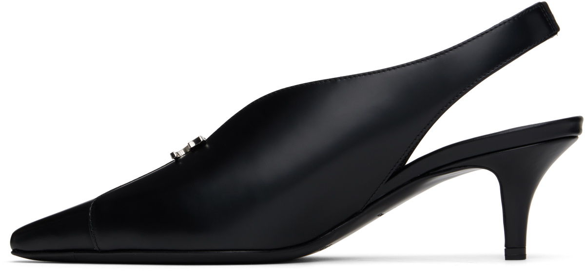 Courrèges Black Leather Slingback Heels