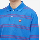 Human Made Men's Long Sleeve Striped Polo Shirt in Blue