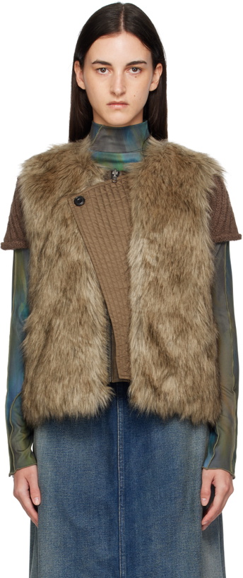 Photo: Andersson Bell Brown Curved Placket Reversible Faux-Fur Vest
