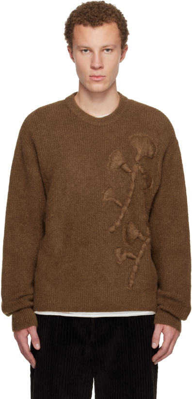 Photo: WOOYOUNGMI Tan Flower Mohair Sweater