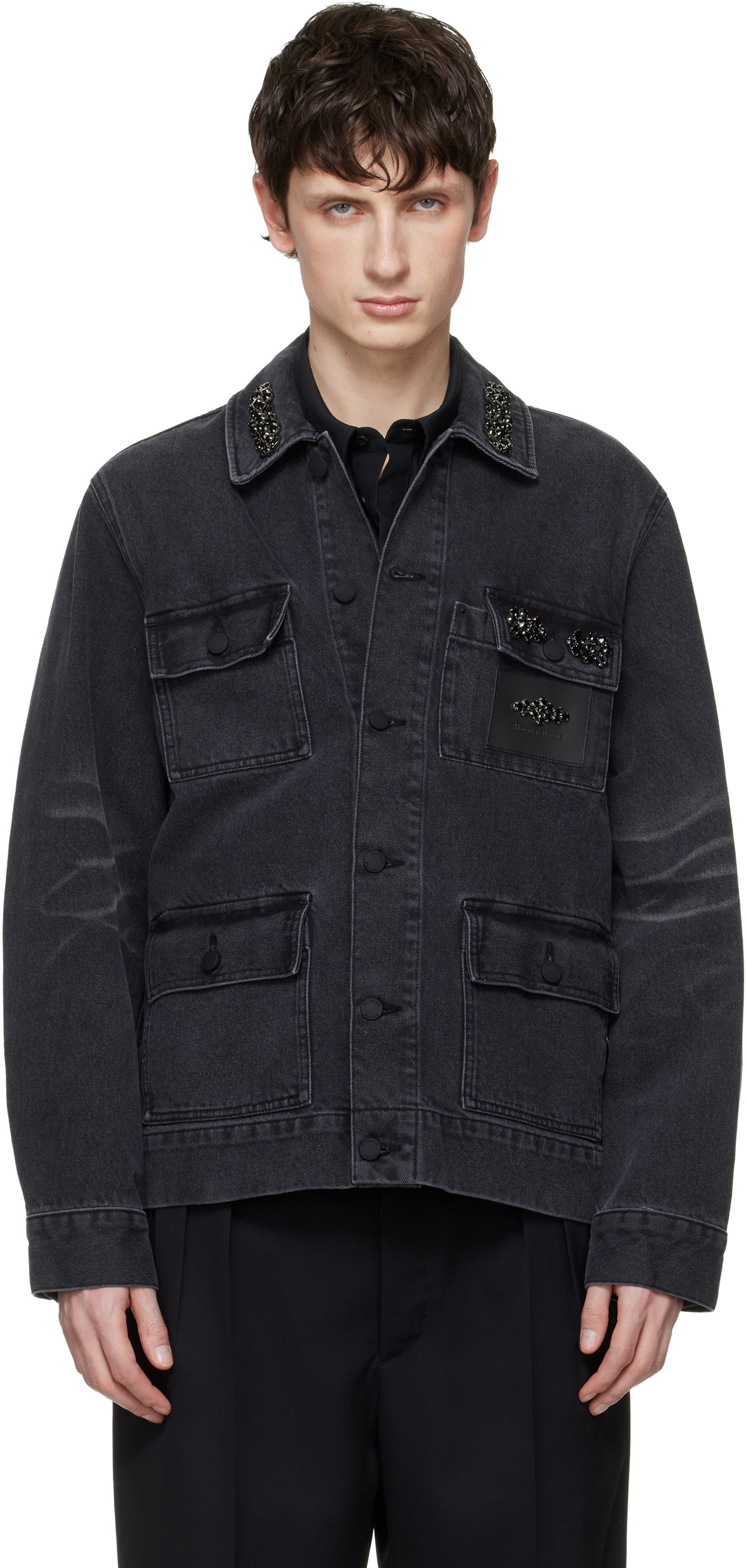 Simone Rocha Black Multi Pocket Workwear Denim Jacket