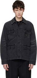 Simone Rocha Black Multi Pocket Workwear Denim Jacket