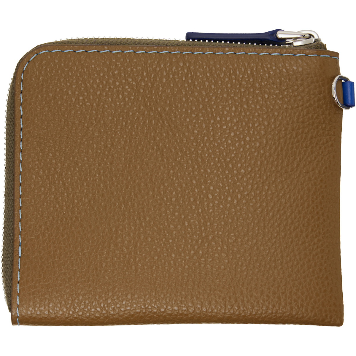 Marni Khaki Contrast Stitching Leather Zip Wallet Marni