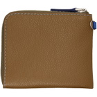 Marni Khaki Contrast Stitching Leather Zip Wallet