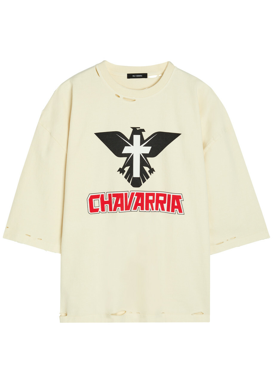 Willy Chavarria Tectate Buffalo Printed Cotton T-shirt White