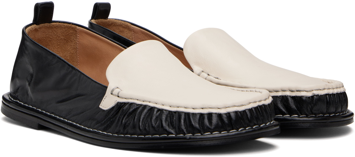 AMI Paris Black & Off-White Leather Midi Loafers