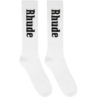 Rhude White Vertical Logo Socks