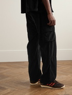 Les Tien - Straight-Leg Cotton-Corduroy Drawstring Cargo Trousers - Black