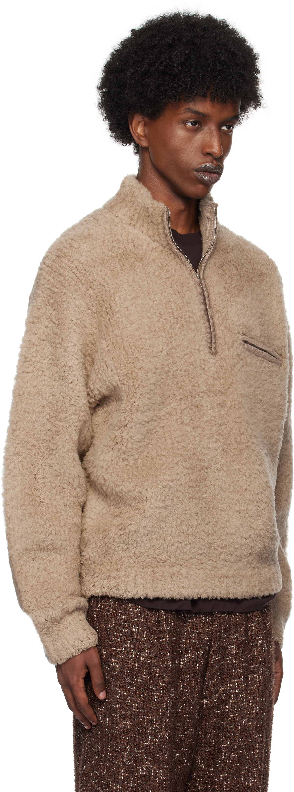 AURALEE 22SS ニットポロ Auralee Elastic High Gauge Sweat Pullover - Gray Beige