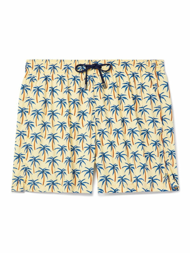 Photo: Canali - Slim-Fit Short-Length Printed Swim Shorts - Yellow