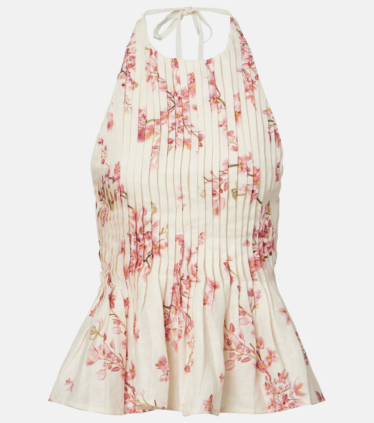 Agua by Agua Bendita Caña floral pleated linen top
