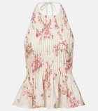 Agua by Agua Bendita Caña floral pleated linen top