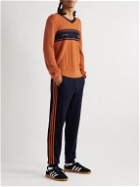 adidas Consortium - Wales Bonner Striped Embroidered Ribbed Wool-Blend Sweater - Orange