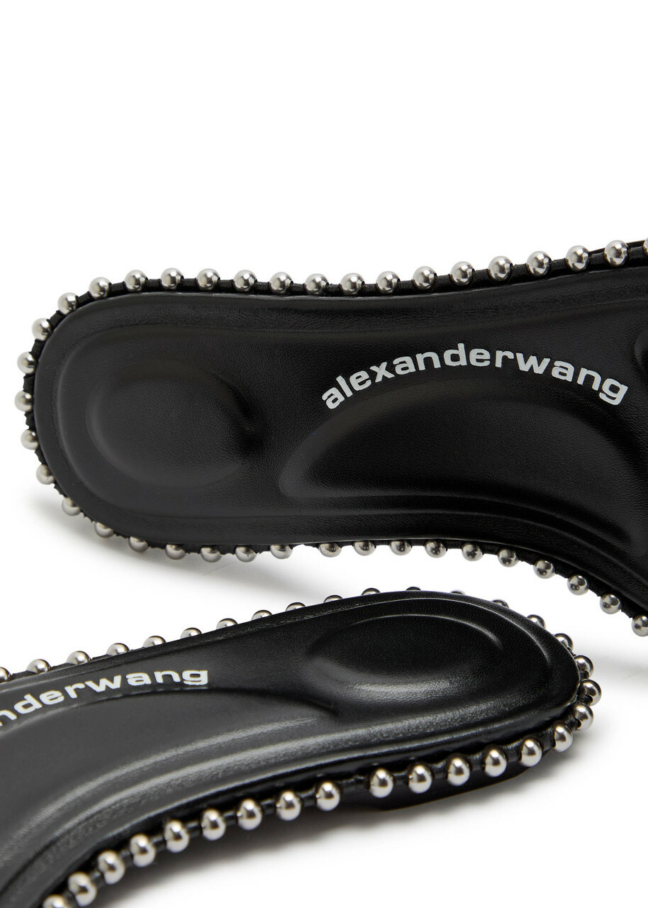 Alexander Wang Nia Ballchain Leather Sliders Black