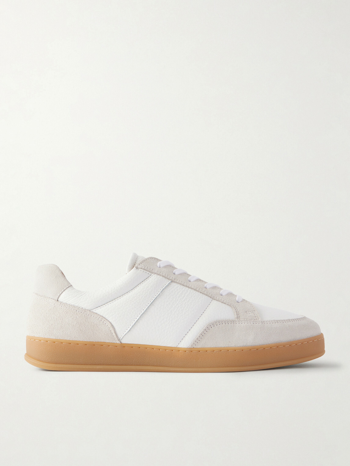 Mr P. - Colour-Block Suede and Leather Sneakers - White