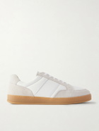 Mr P. - Colour-Block Suede and Leather Sneakers - White