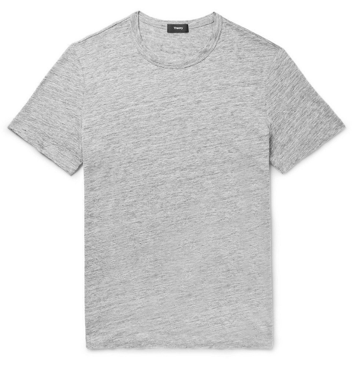 Photo: Theory - Essential Mélange Linen T-Shirt - Gray