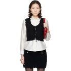 GANNI Black Cotton Cashmere Crochet Applique Vest