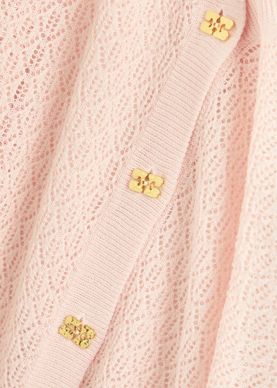 Ganni Pointelle Knit Cardigan Light Pink