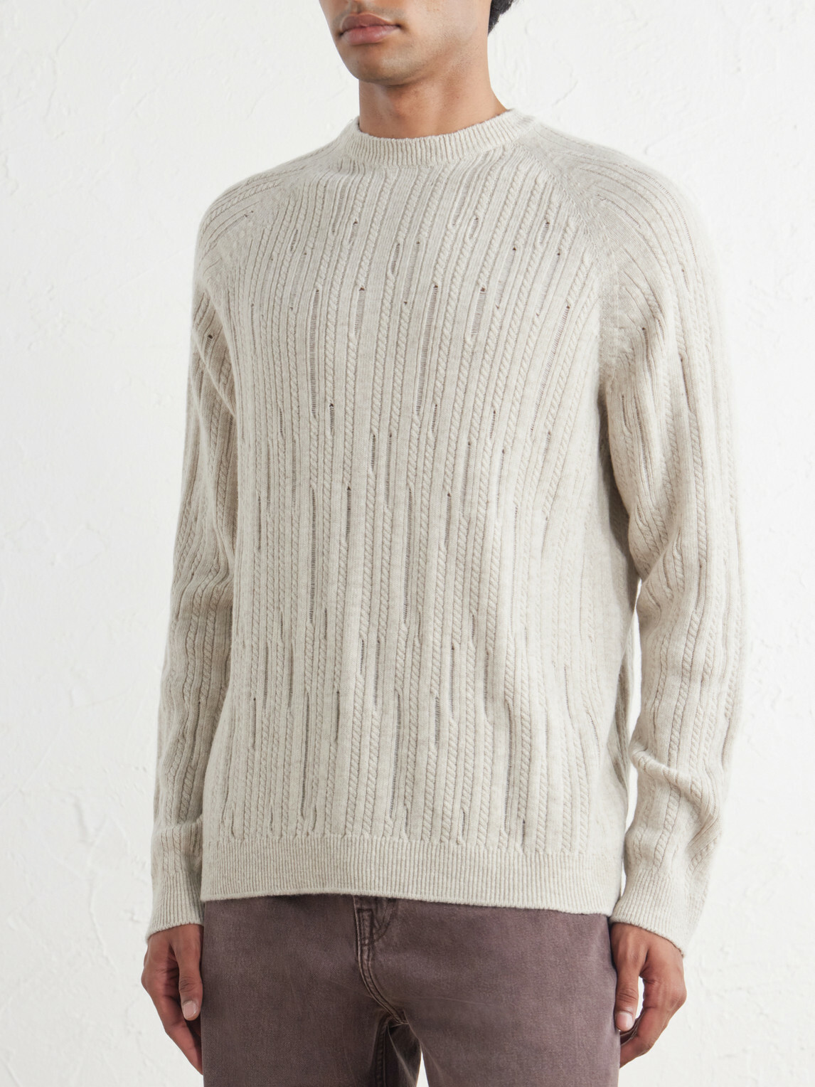Inis Meáin - Stranded Sailor Merino Wool and Cashmere-Blend Sweater - Neutrals