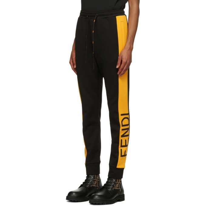 Fendi Black and Yellow Logo Lounge Pants Fendi