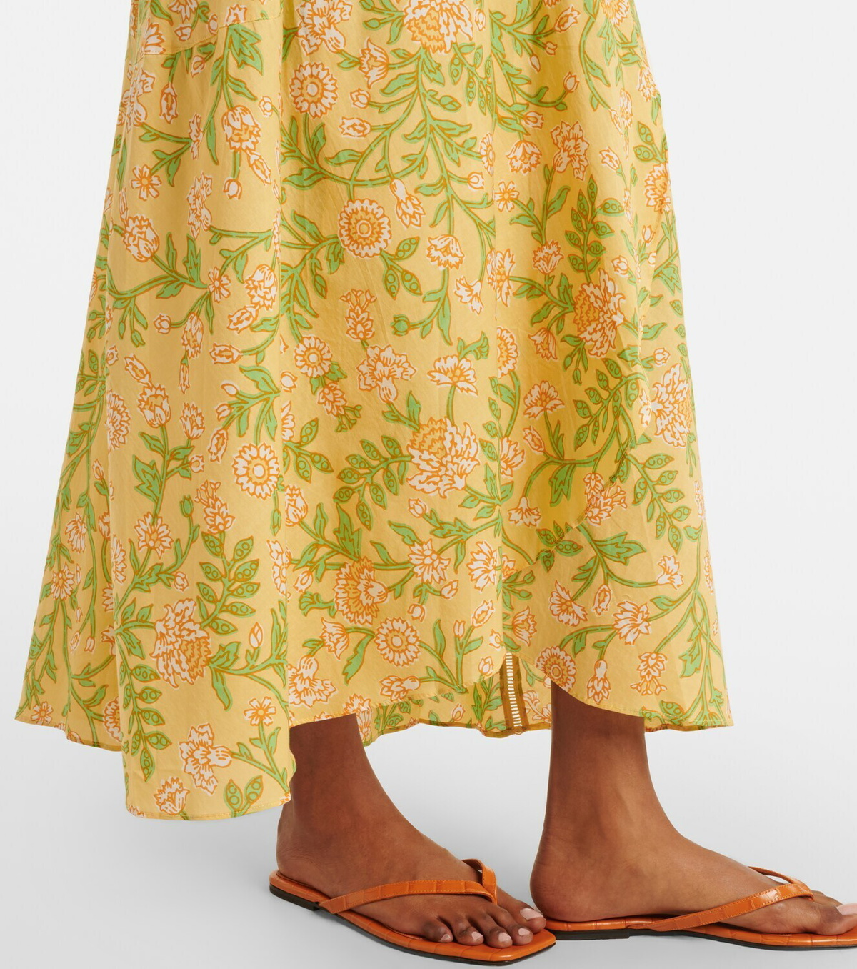 Poupette St Barth Eva floral cotton midi skirt