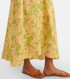 Poupette St Barth Eva floral cotton midi skirt