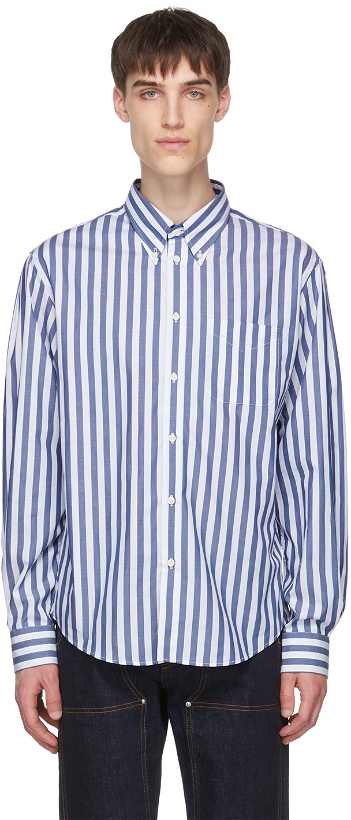 Photo: 4SDESIGNS Blue & White Stripe Classic SP Shirt