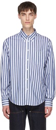 4SDESIGNS Blue & White Stripe Classic SP Shirt