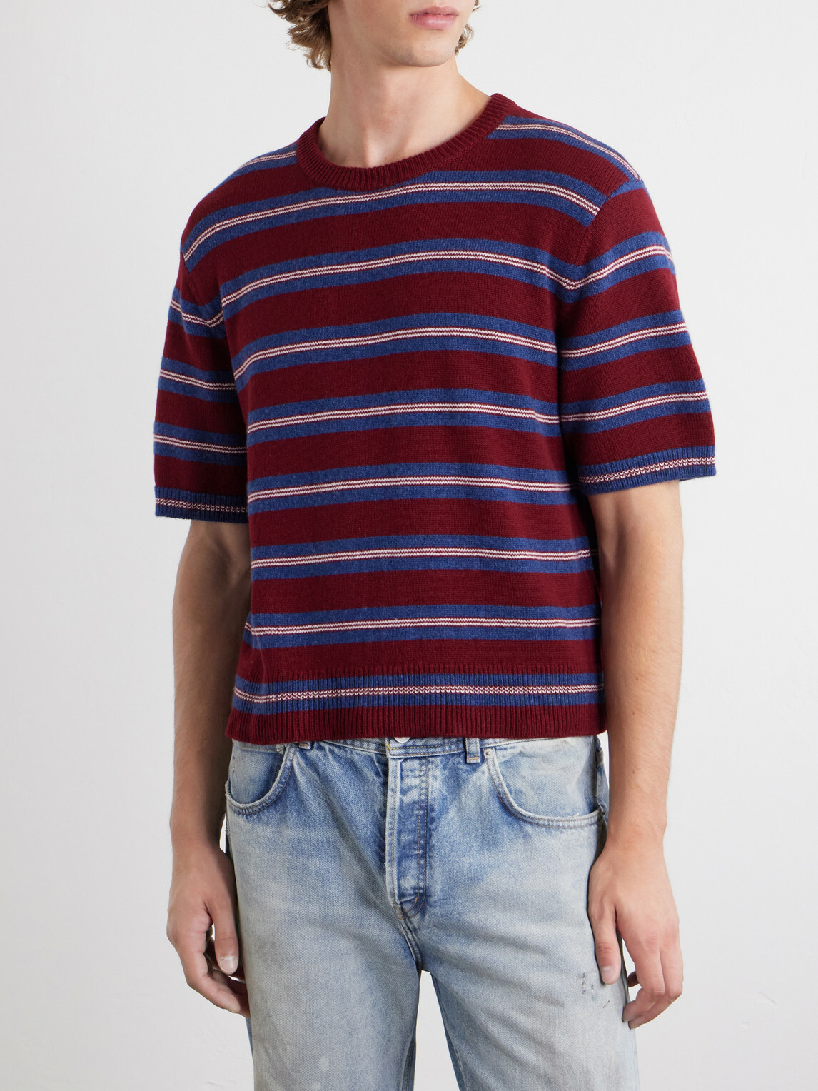 Enfants Riches Déprimés - Eddie Striped Cashmere Shirt - Burgundy
