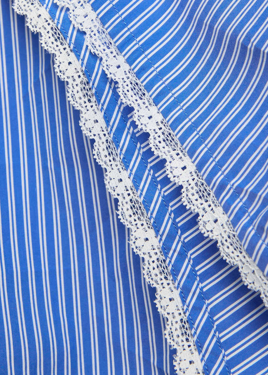 Good American Striped Lace-trimmed Cotton-blend Shorts Blue