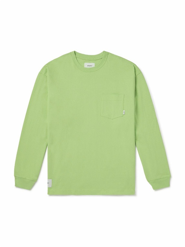 Photo: WTAPS - Logo-Print Appliquéd Cotton-Jersey T-Shirt - Green