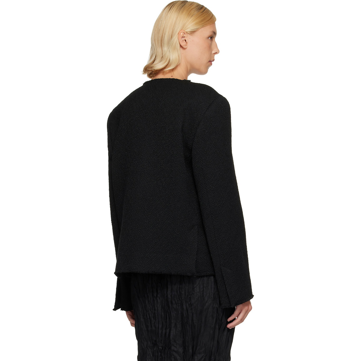 TOTEME Black Open-Front Bouclé Blazer
