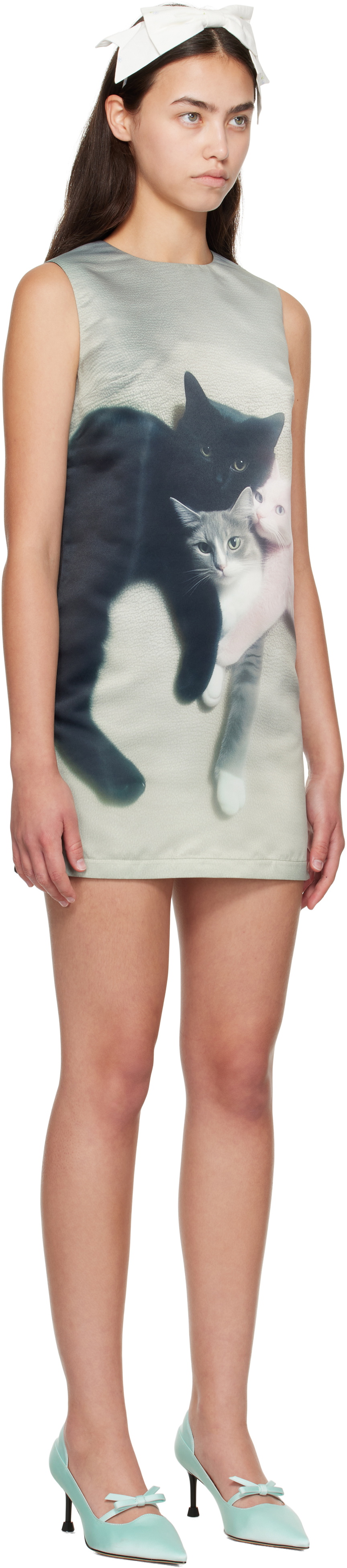 Ashley Williams Gray & Black Kittens Minidress