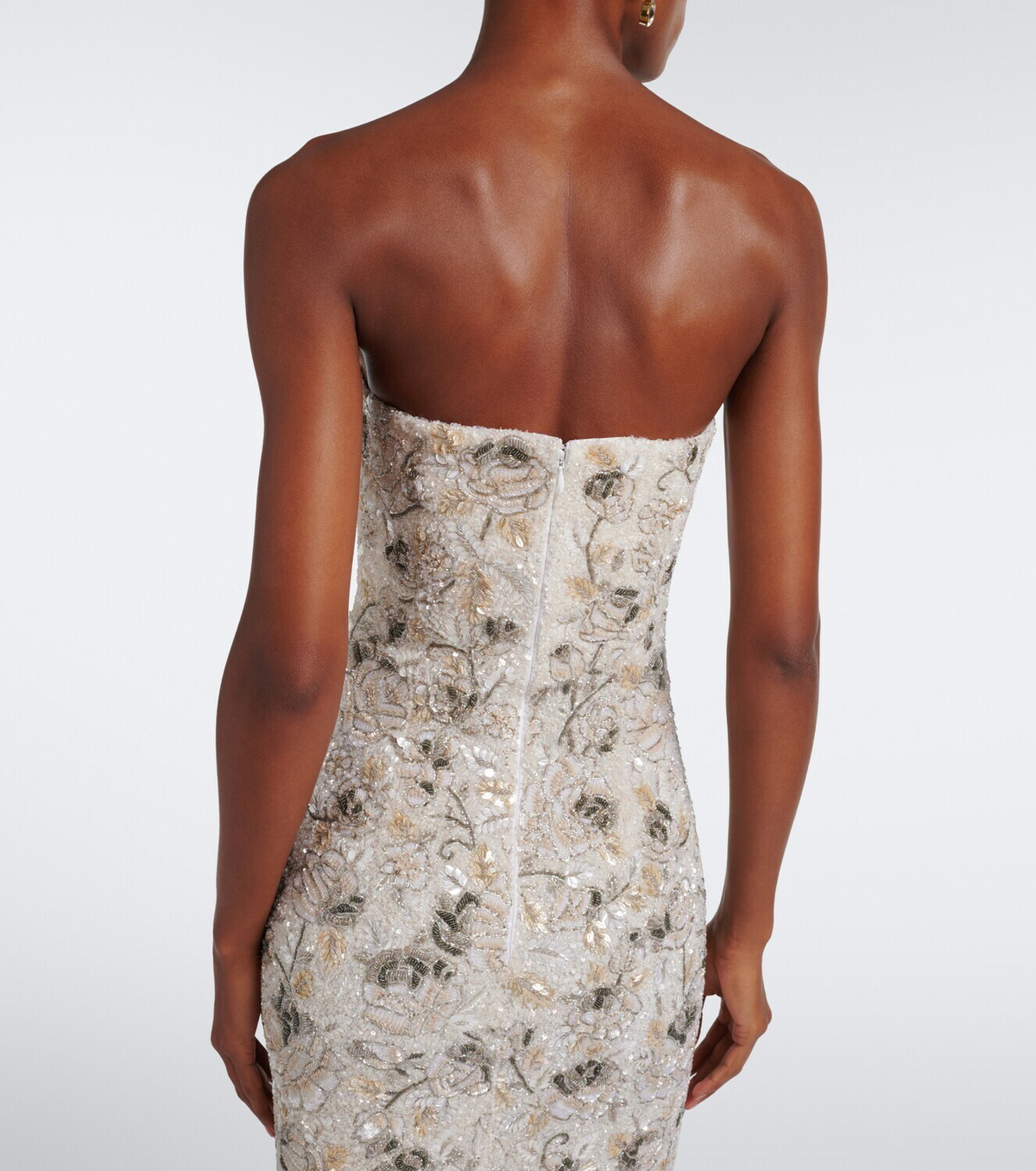 Là Fuori Icey Rose embellished floral bustier gown