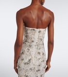 Là Fuori Icey Rose embellished floral bustier gown