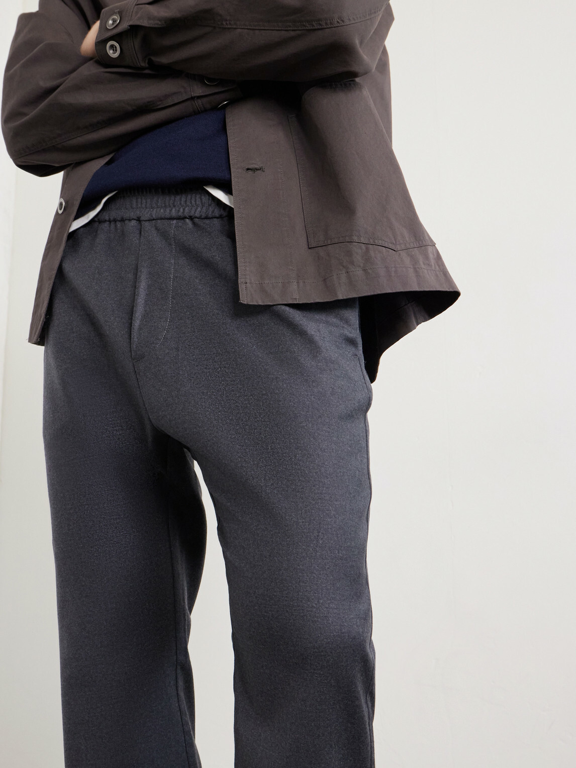 Barena - Bativoga Straight-Leg Wool-Blend Drawstring Trousers - Gray