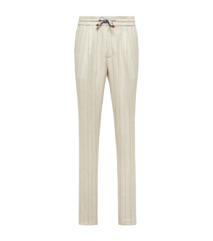 Photo: Brunello Cucinelli - Striped linen and wool slim pants