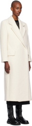 BOSS Off-White Bouclé-Tweed Slim-Fitting Coat