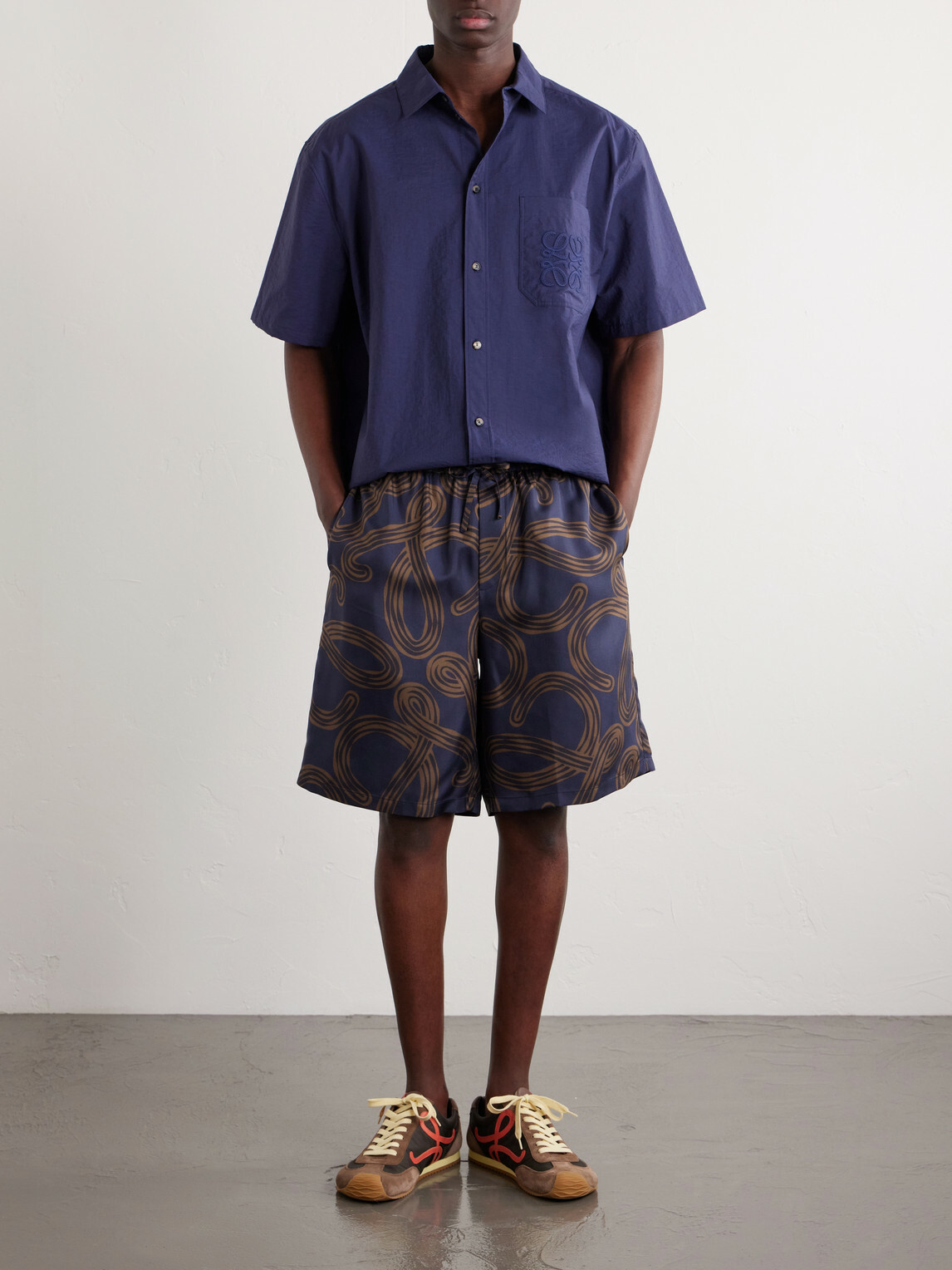 LOEWE - Paula's Ibiza Logo-Embroidered Cotton-Blend Shirt - Blue