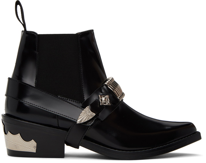 Photo: Toga Pulla Black Ankle Strap Chelsea Boots