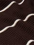 Oliver Spencer - Hawthorn Striped Waffle-Knit Stretch-Cotton and Modal-Blend Polo Shirt - Brown
