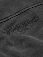 Guess USA - Gusa Classic Logo-Embroidered Distressed Cotton-Jersey Sweatshirt - Black