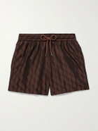 Frescobol Carioca - Rio Straight-Leg Mid-Length Recycled Jacquard Swim Shorts - Brown
