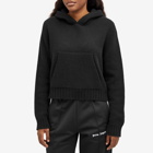 Palm Angels Women's Curved Logo Knit Hoodie in Black