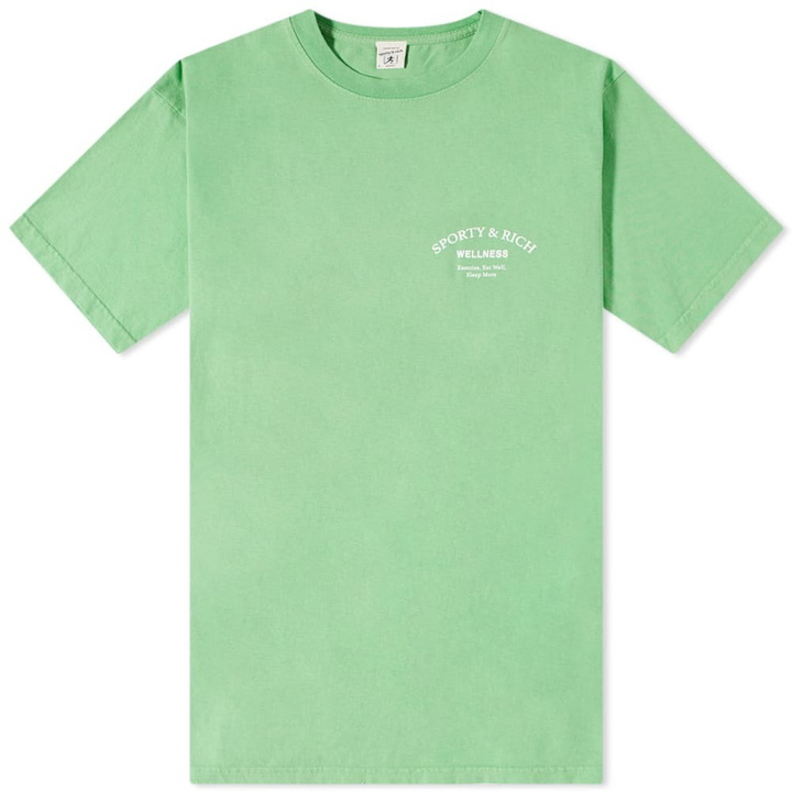 Photo: Sporty & Rich Wellness Studio T-Shirt in Cilantro/White