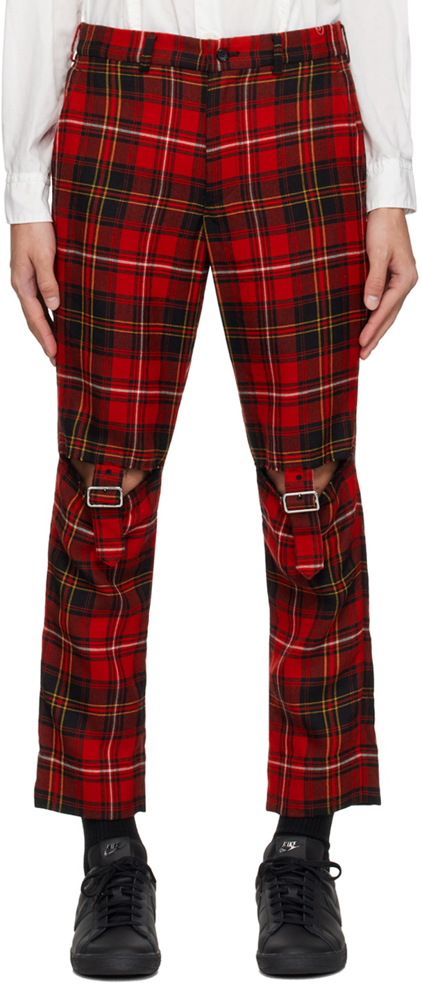 Black Comme des Garçons Red & Black Check Trousers