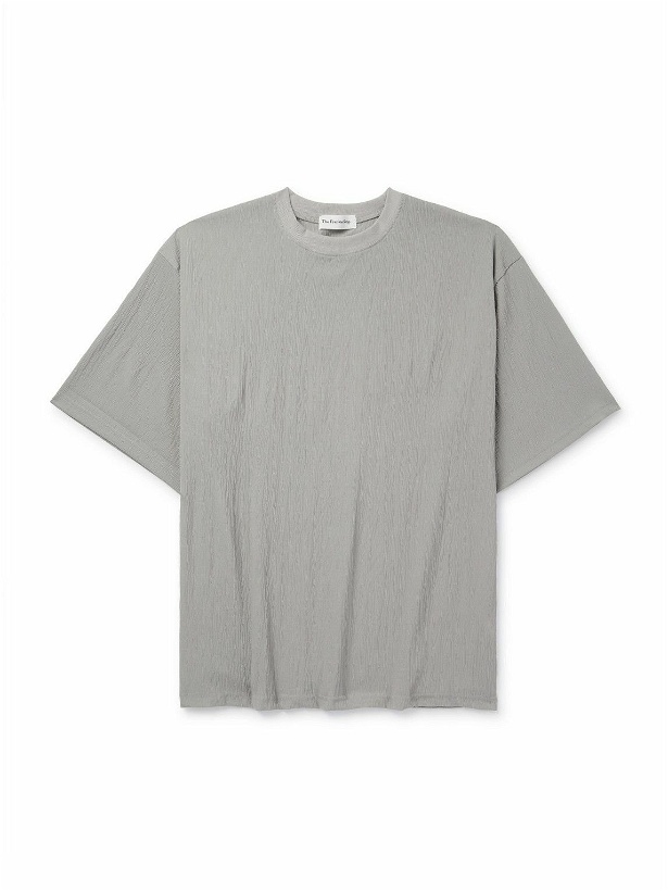 Photo: The Frankie Shop - Eliott Textured Stretch-Jersey T-Shirt - Gray
