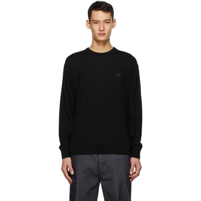 Photo: Loewe Black and Grey Anagram Embroidered Sweater