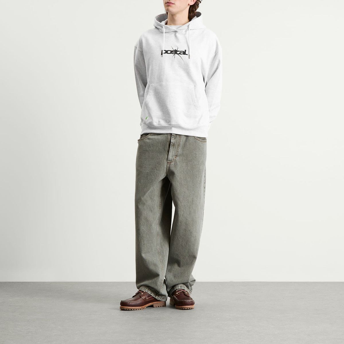 POSTAL Men's Spider Print Hoodie in Marl Grey